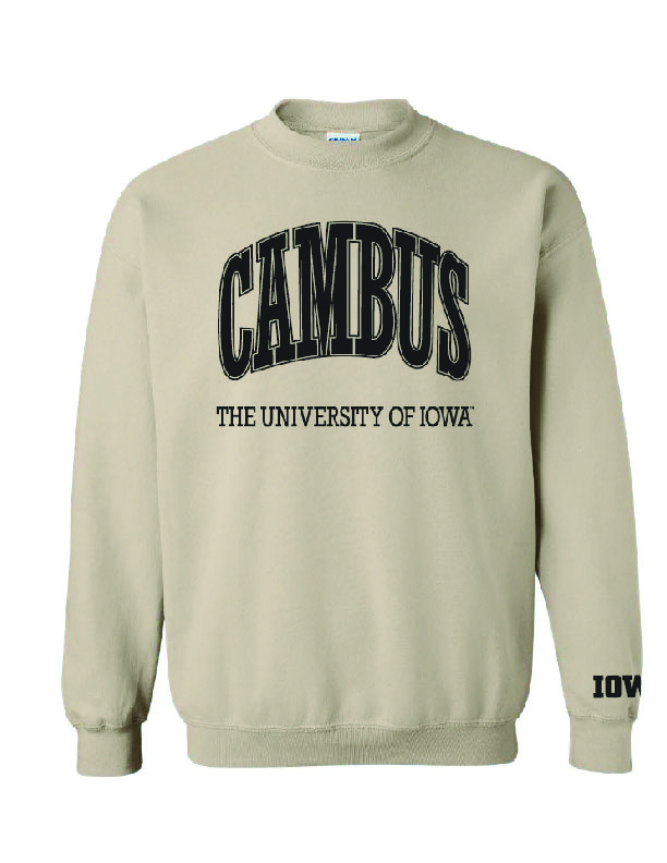 image of crewneck sweatshirt with "CAMBUS" on front