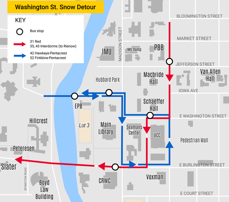 Washington snow detour (map)