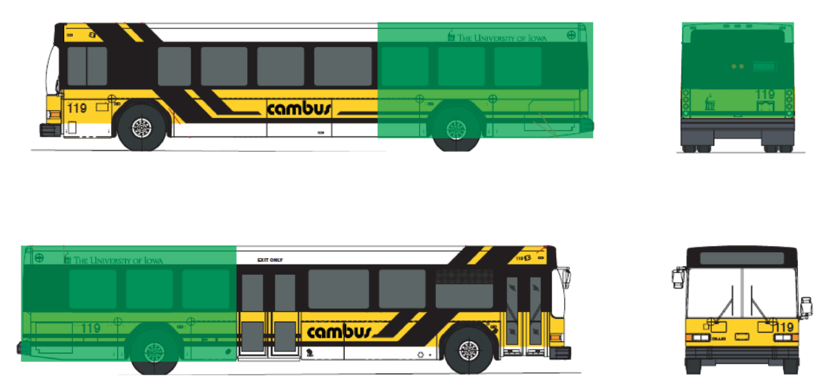 Illustration of all sides of a CAMBUS