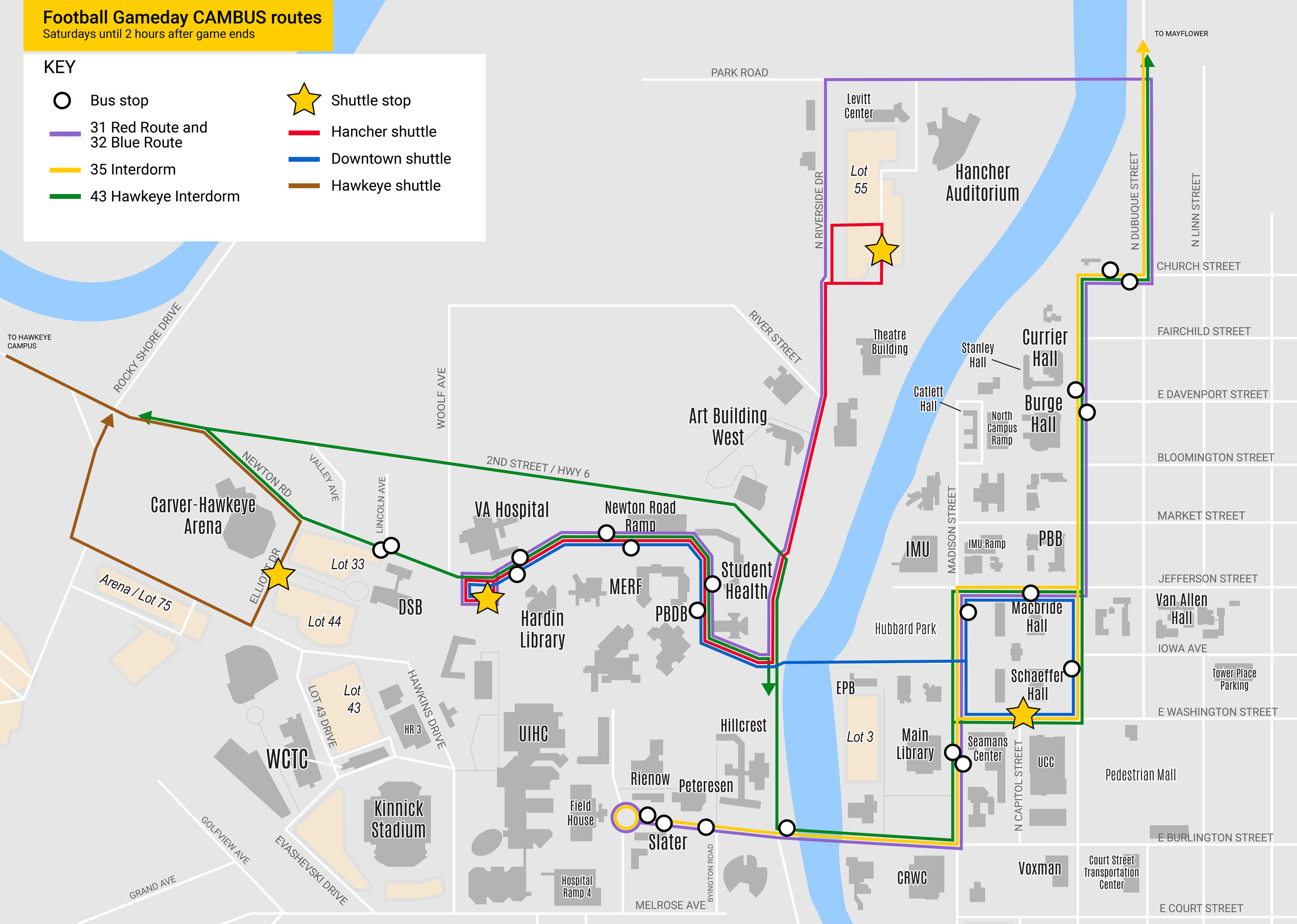 map of cambus routes on football game days