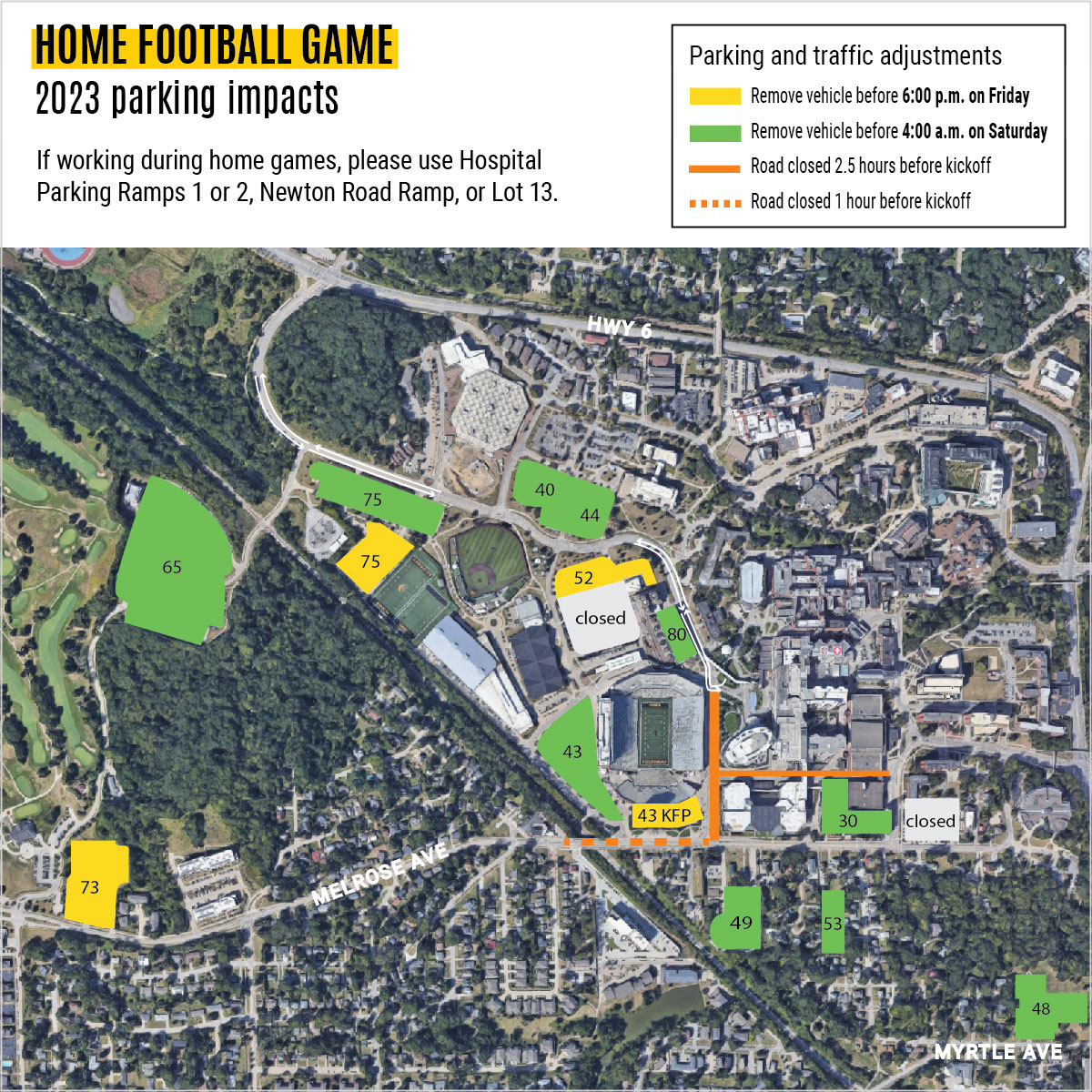 Football map highlighting restrictions for gameday weekends