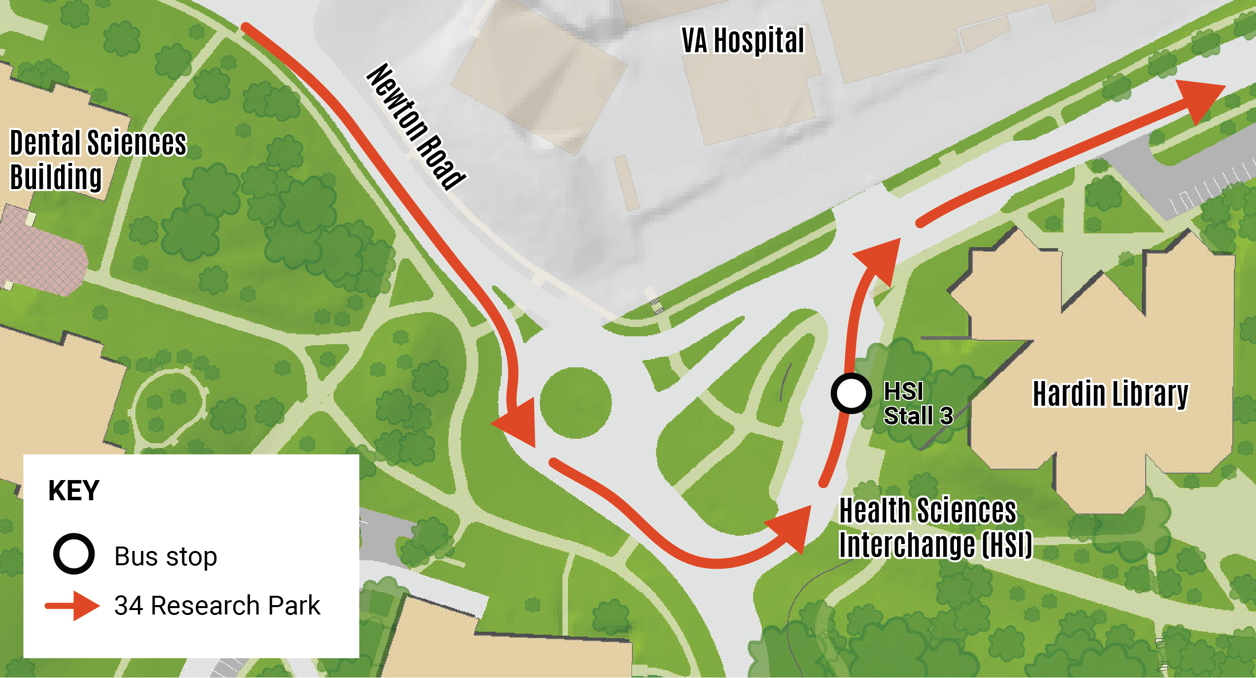 A map showing Route 44 at the HSI