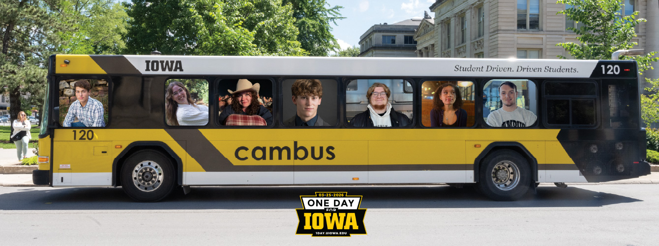 A banner showing a bus full of CAMBUS scholars