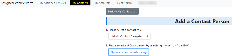 Example image of my Contacts Bulk Actions Person Search Dialog.