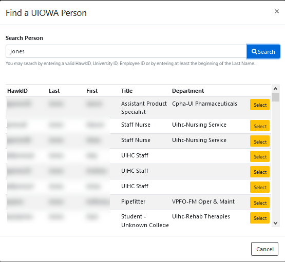 Example image of my Find a UIOWA Person window.
