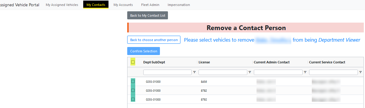 Example image of AVP My Contact Bulk Actions Remove Contact bulk selection..