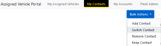 Example image of My Contacts Bulk Actions drop down.