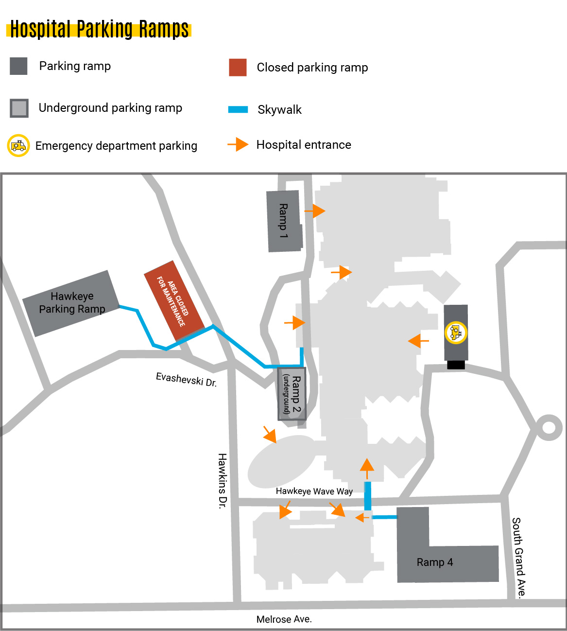 A map showing Ramp 3 is closed.