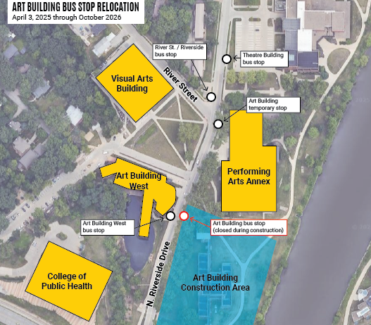 Map of detouring Cambus routes for road closure