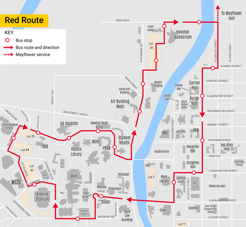 map of CAMBUS Red Route