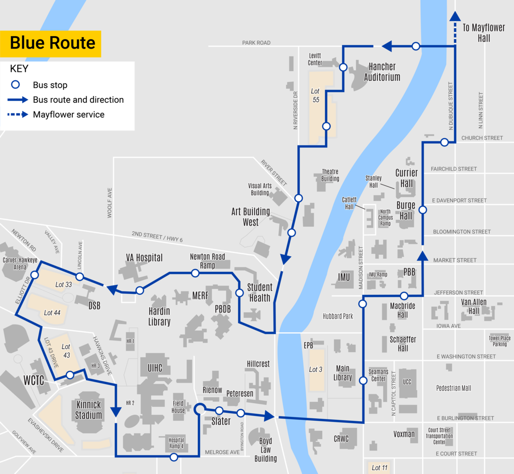 map of CAMBUS Blue Route