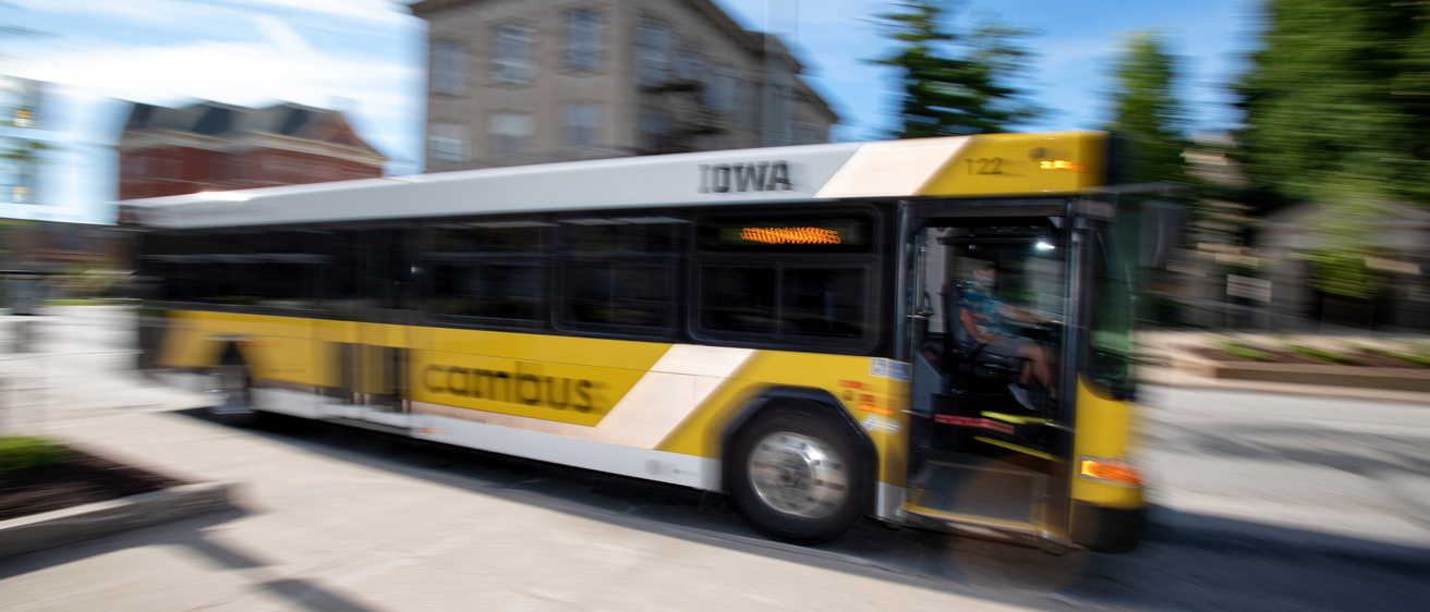 A CAMBUS in motion through campus