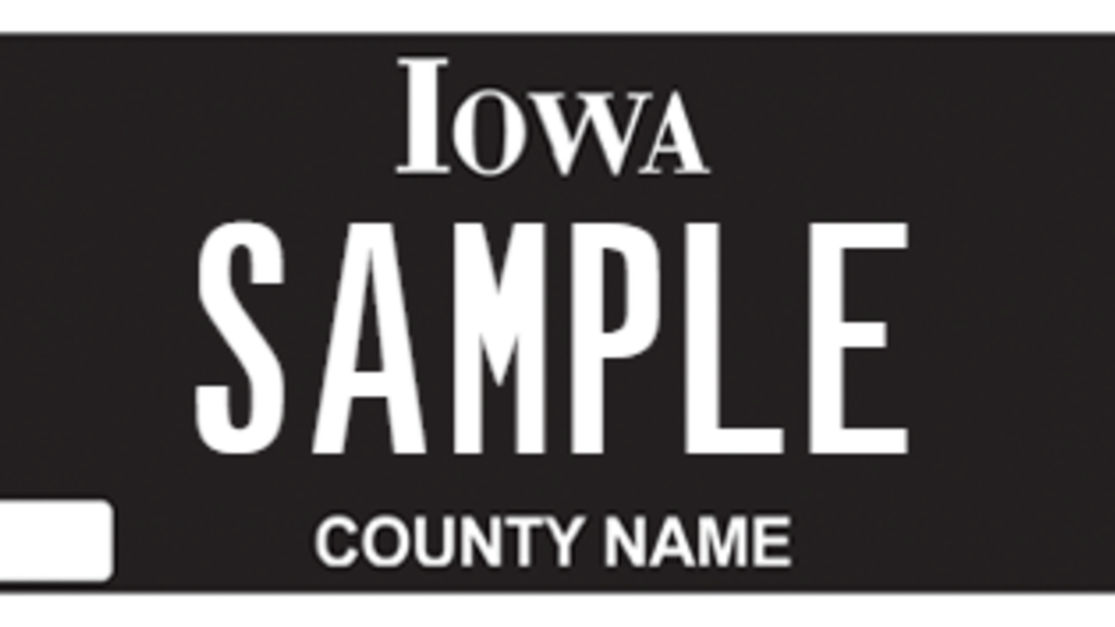 Iowa blackout license plate sample