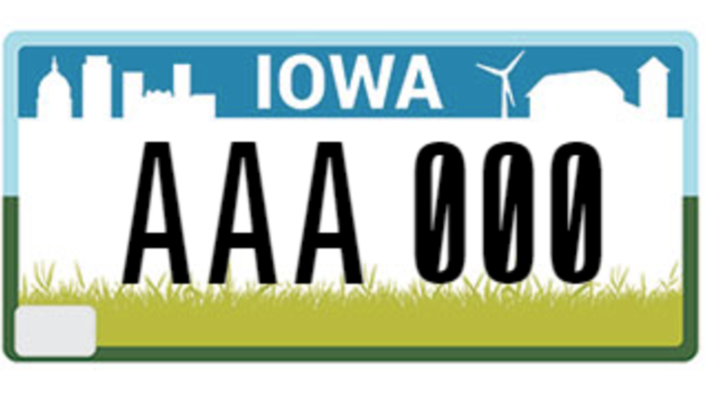 Iowa license plate sample AAA 000