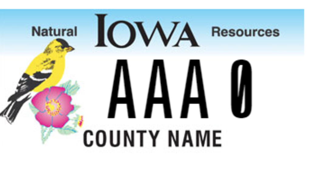 Iowa specialty plate sample AAA0