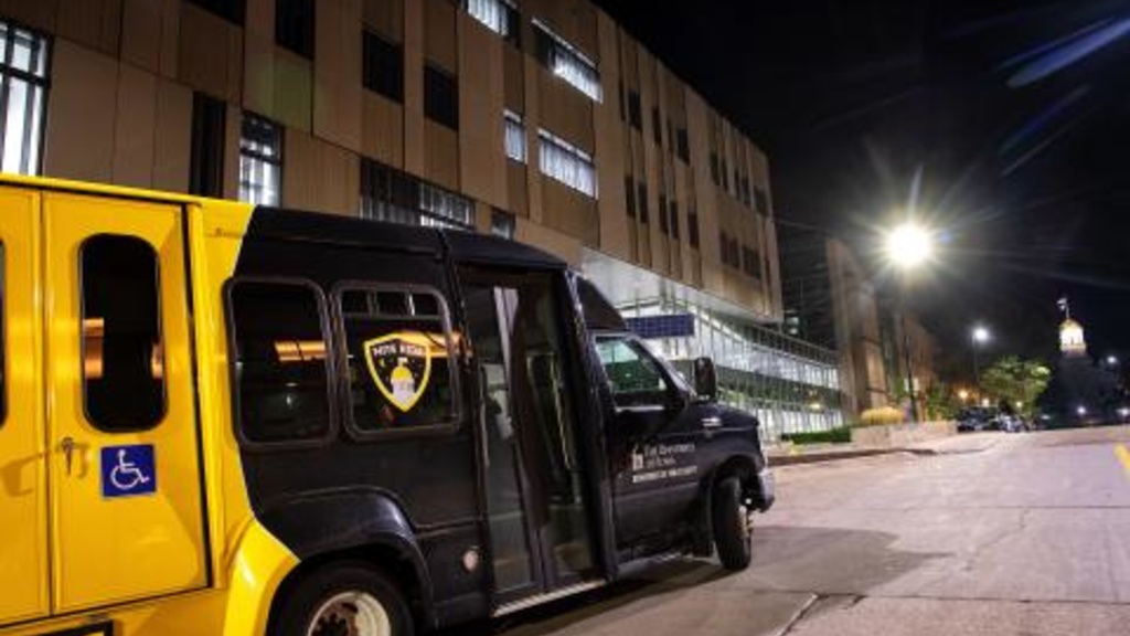 An image of a NITE RIDE bus courtesy of the Office of Campus Safety.