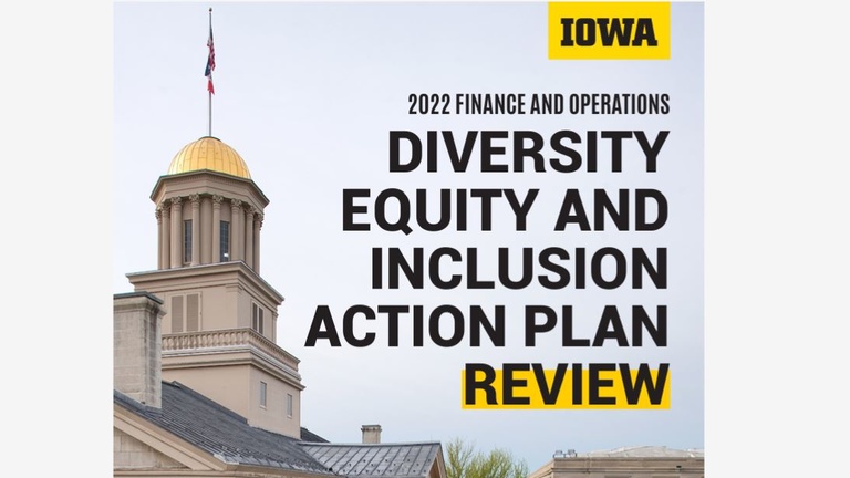 Image of Old Capitol Dome and text Diversity Equity and Inclusion Action Plan Review